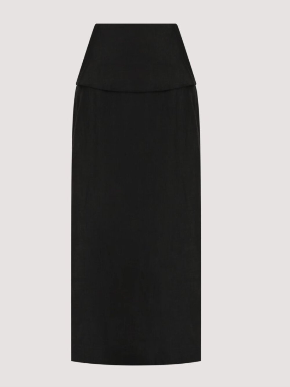DISSH Yara Black Linen Foldover Midi Skirt